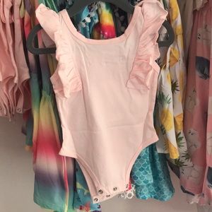 Pink ruffle onesie, new